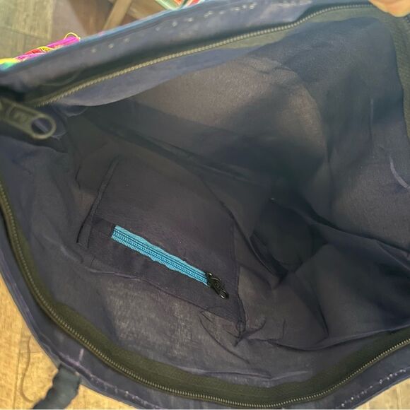 Multicolored Tote with Floral Elephant Motifs from India,decorative bead handle - Picture 8 of 13